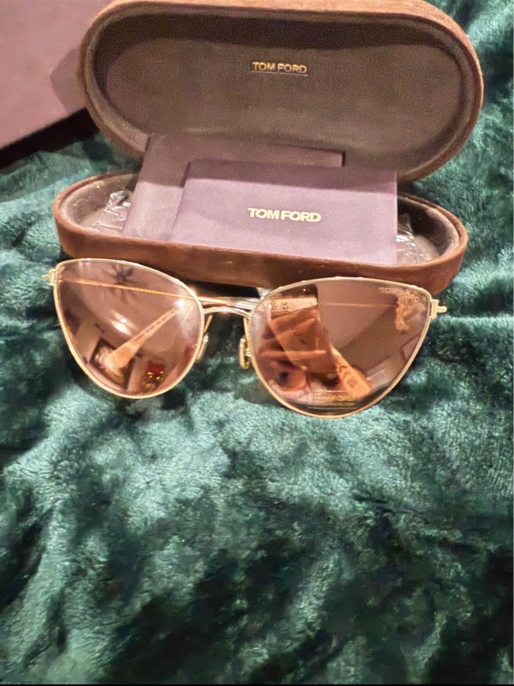 Tom Ford Gold Frame Brown Lens Women's Aviator Sunglasses - Picture 2 of 2